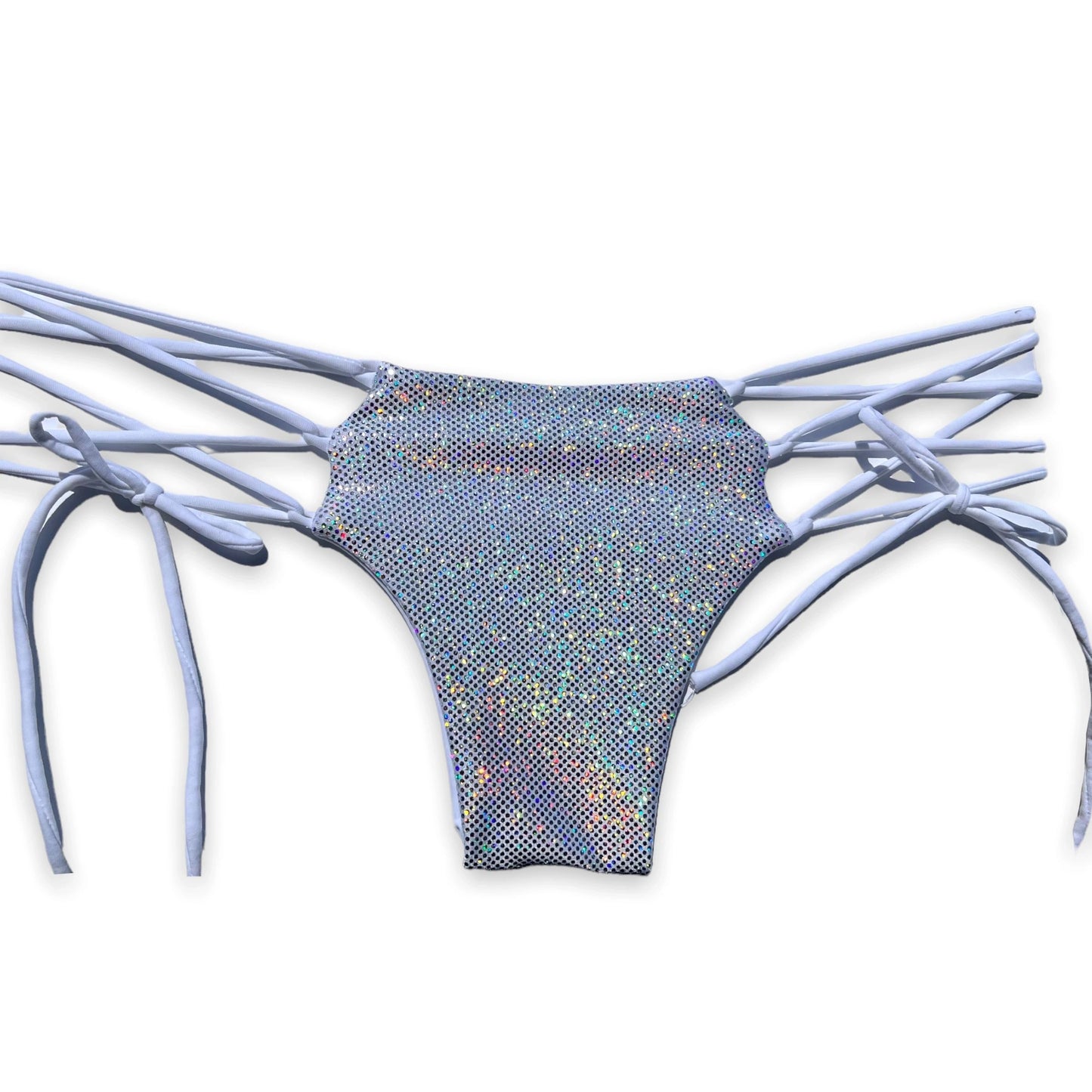Lace Up Bottom - White Sparkle