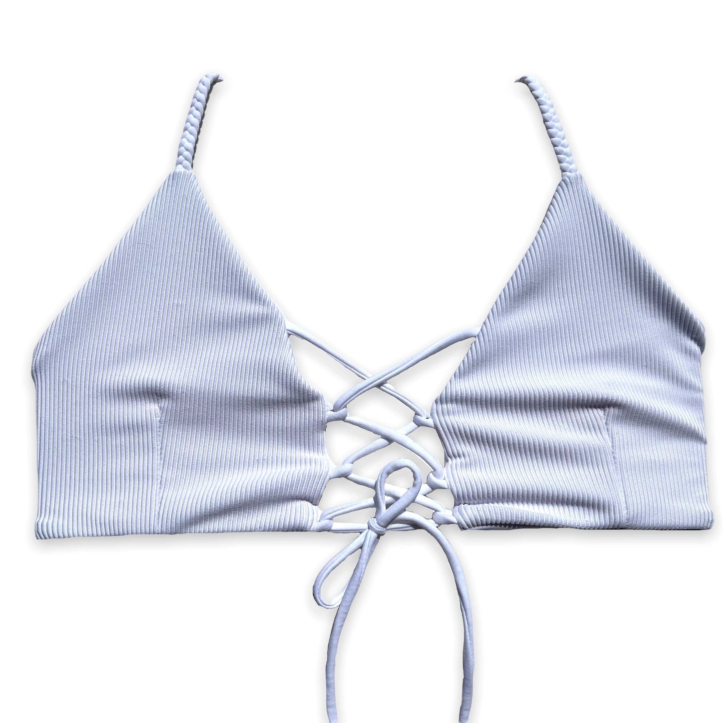 Cross My Heart Top - Bright White Ribbed
