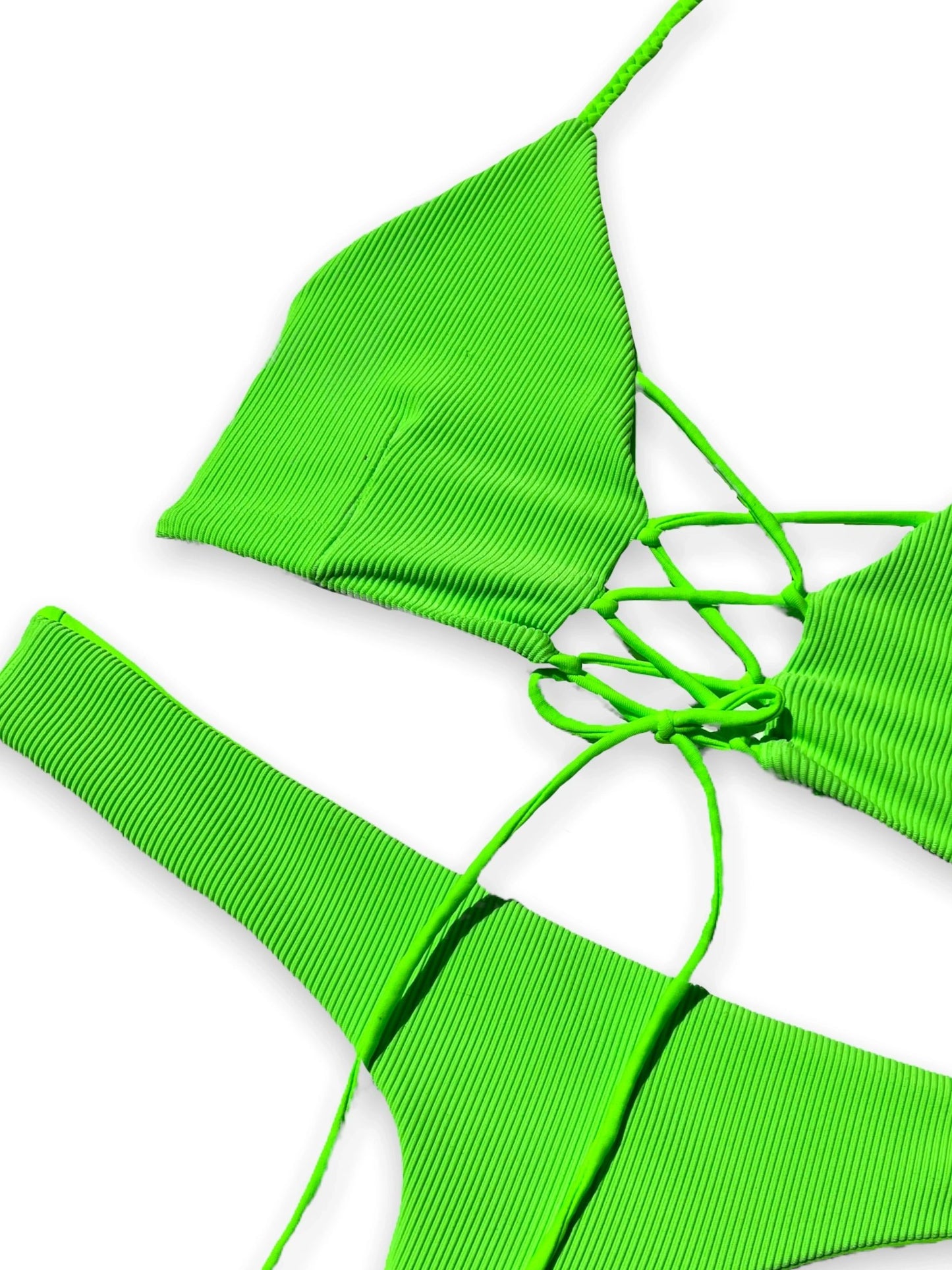 Single Strap Bottom - Electric Lime Ribbed