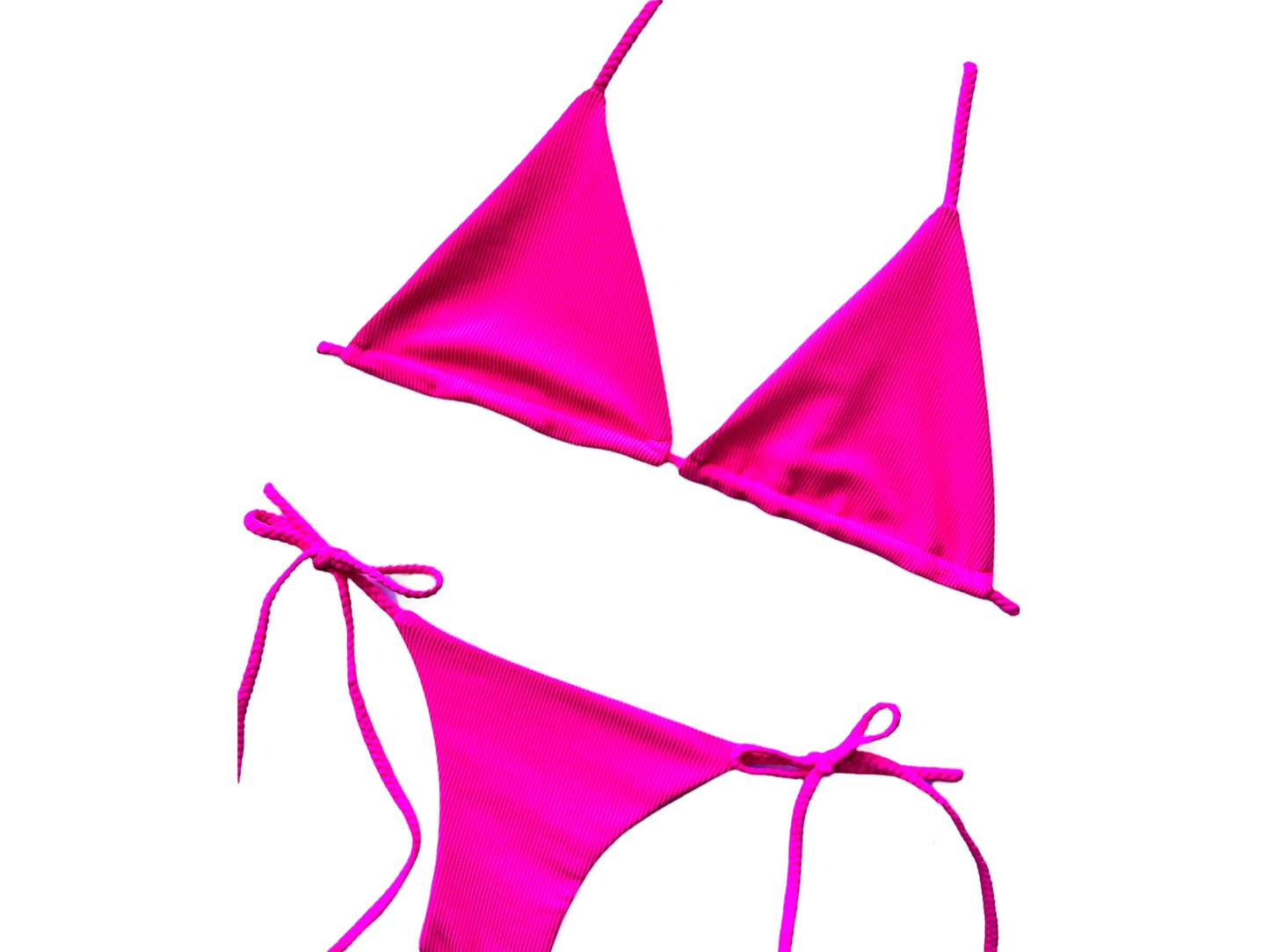 Triangle Top - Neon Pink Ribbed