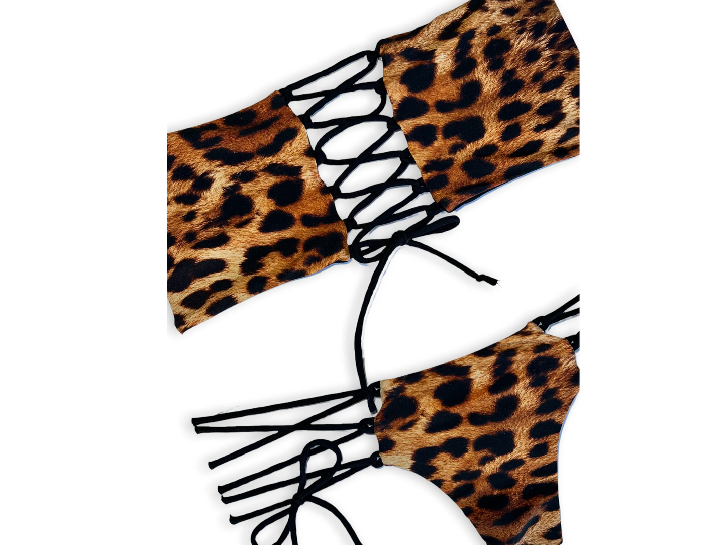 Lace Up Bandeau - Natural Cheetah