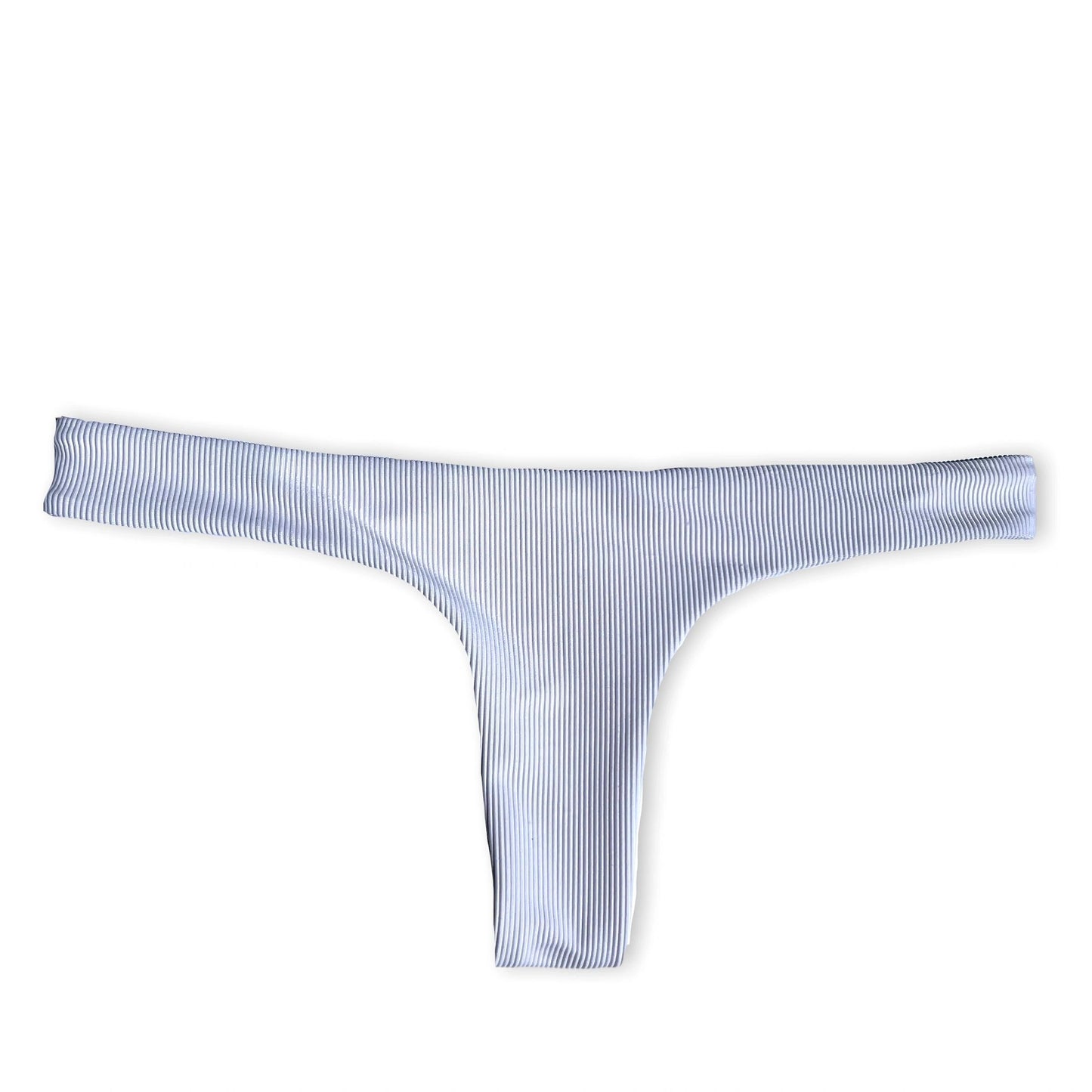 Single Strap Bottom - Bright White Ribbed