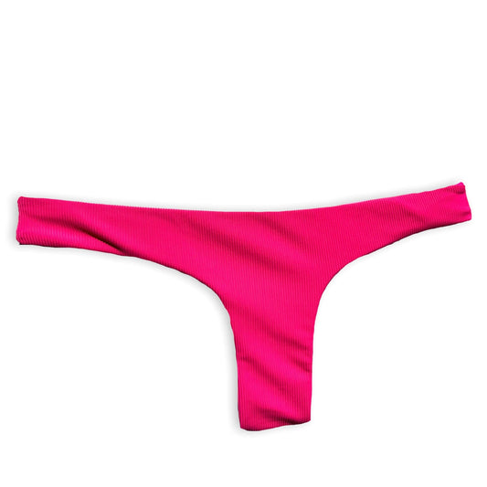 Single Strap Bottom - Neon Pink Ribbed