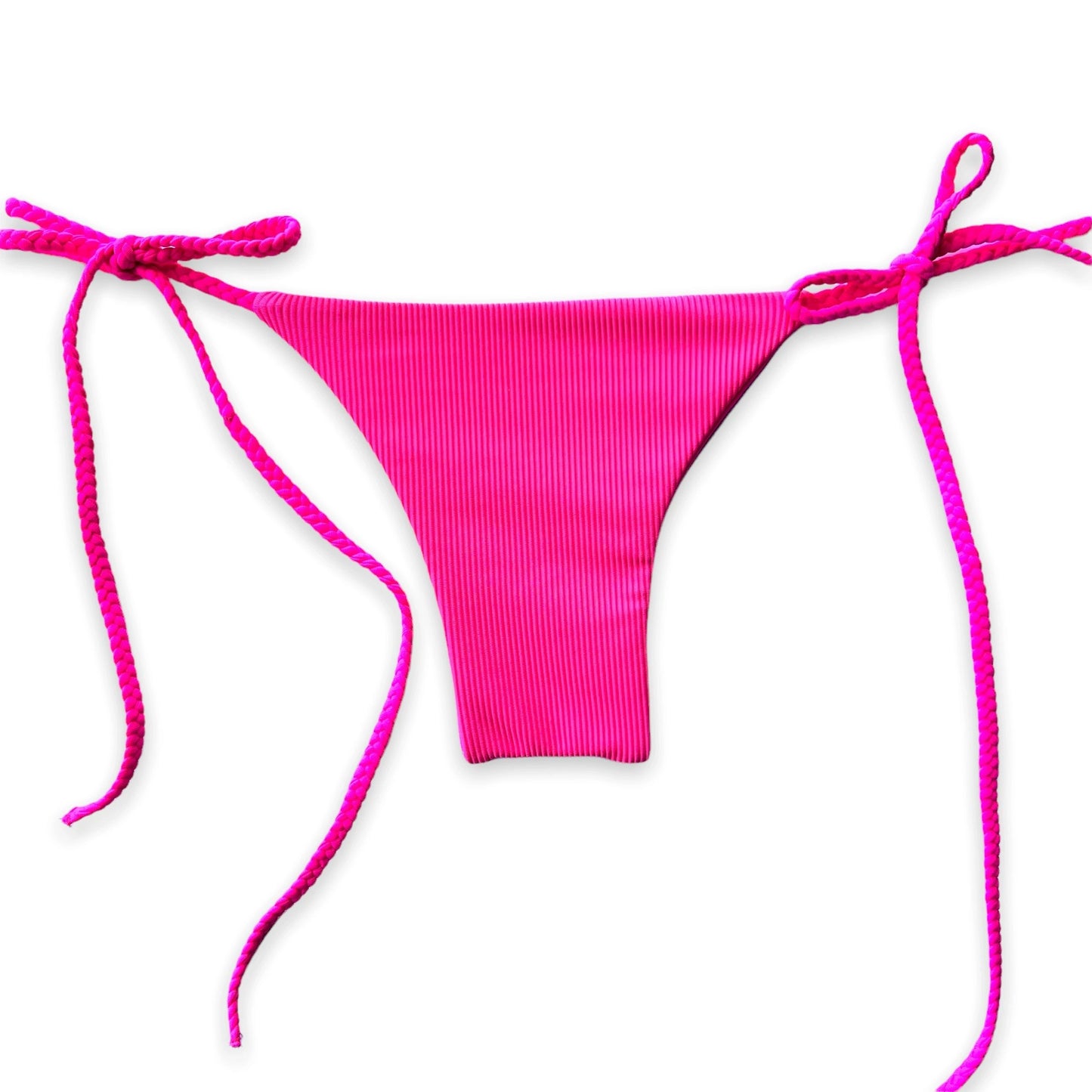 Tie Side Bottom - Neon Pink Ribbed