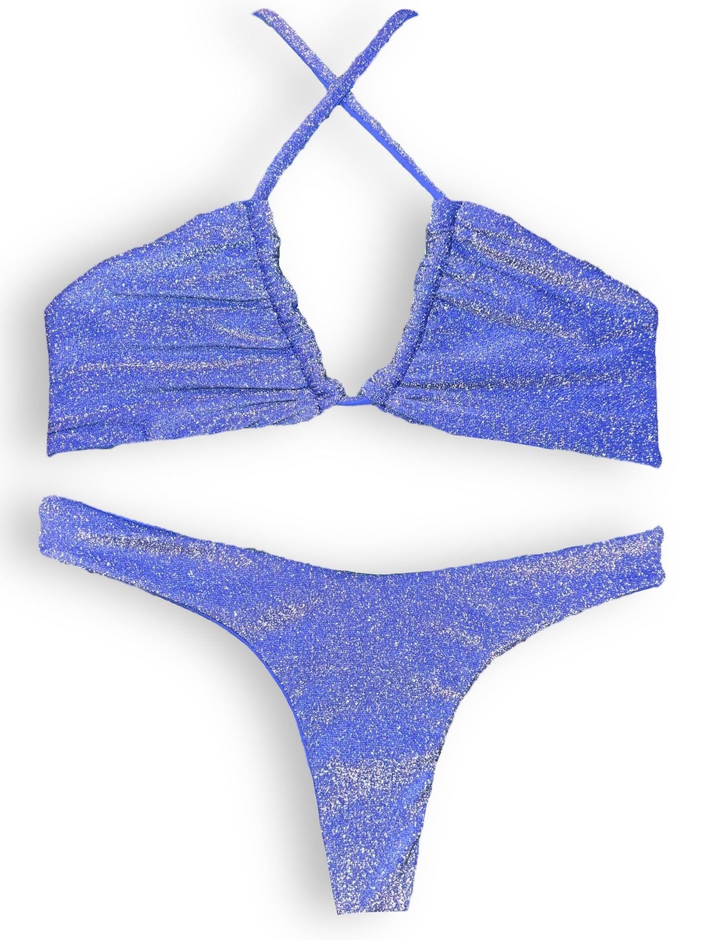 Criss Cross Halter - Blue Lagoon Glitter